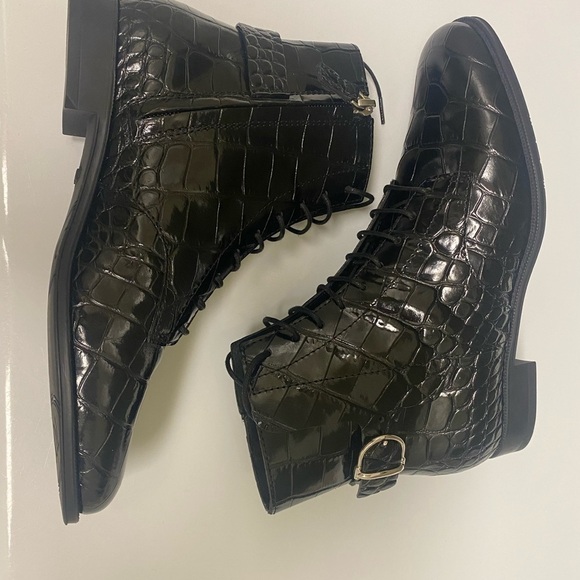 Tod's Ankle Boots Patent Croc-Embossed Black Leather 35.5 / US Size5.5 - Picture 4 of 10